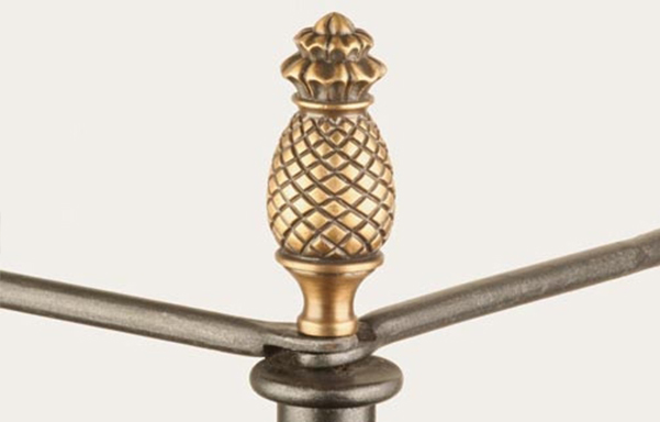 Campaign Canopy Bed with pineapple finial