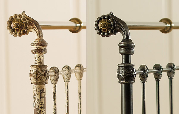 Iron & Brass Bed detail in available finishes