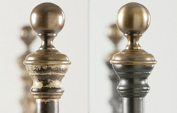 Newfield Bed solid brass finials in available finishes