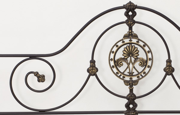Alexandria canopy bed cast accents and scrollwork
