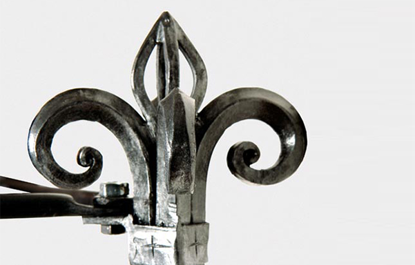 Florentine canopy bed hand forged iron finial