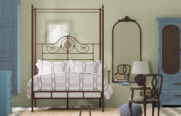 Alexandria iron and brass canopy bed